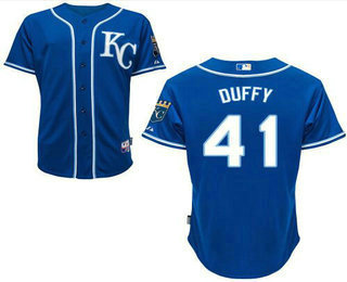 Men's Kansas City Royals #41 Danny Duffy Alternate KC BLue Cool Base Baseball Jersey