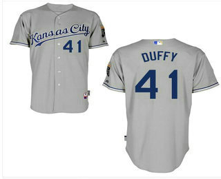 Men's Kansas City Royals #41 Danny Duffy Away Gray Cool Base Jersey