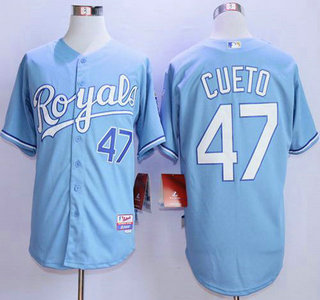 Men's Kansas City Royals #47 Johnny Cueto Alternate Light Blue MLB Cool Base Jersey