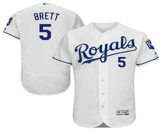 Men's Kansas City Royals #5 George Brett White Flexbase 2016 MLB Player Jersey