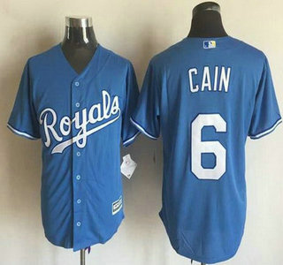 Men's Kansas City Royals #6 Lorenzo Cain Alternate Light Blue 2015 MLB Cool Base Jersey
