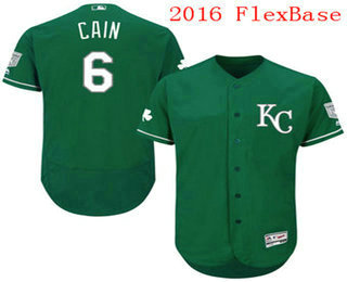 Men's Kansas City Royals #6 Lorenzo Cain Green Celtic Flexbase Authentic Collection Player Jersey