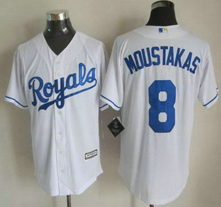 Men's Kansas City Royals #8 Mike Moustakas 2015 White Jersey