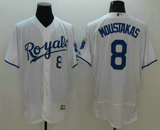 Men's Kansas City Royals #8 Mike Moustakas White 2016 Flexbase Baseball Jersey