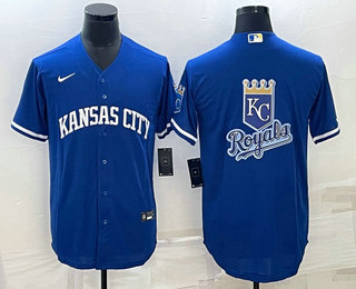 Men's Kansas City Royals Big Logo Blue 2022 City Connect Cool Base Stitched Jersey 01 (1)