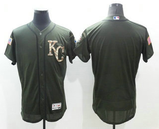 Men's Kansas City Royals Blank Green Salute to Service 2016 Flexbase Baseball Jersey