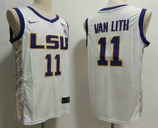Men's LSU Tigers #11 Hailey Van Lith White Stitched College Basketball Jersey