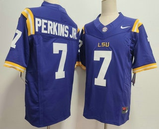 Men's LSU Tigers #7 Harold Perkins Jr Purple FUSE College Football Jersey