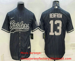 Men's Las Vegas Raiders #13 Hunter Renfrow Black With Patch Cool Base Stitched Baseball Jersey
