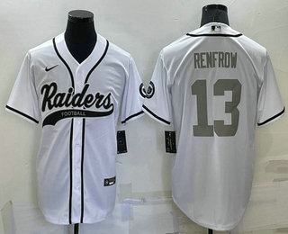 Men's Las Vegas Raiders #13 Hunter Renfrow White Grey Stitched MLB Cool Base Nike Baseball Jersey
