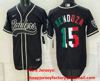 Men's Las Vegas Raiders #15 Fernando Mendoza Black Mexico Cool Base Stitched Baseball Jersey 01