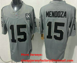 Men's Las Vegas Raiders #15 Fernando Mendoza Limited Grey FUSE Vapor Jersey