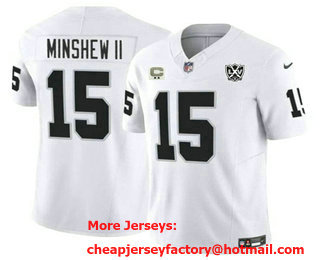 Men's Las Vegas Raiders #15 Gardner Minshew II White 2024 FUSE 65th Anniversary Patch Vapor Stitched Jersey