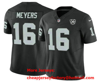 Men's Las Vegas Raiders #16 Jakobi Meyers Black 2024 FUSE 65th Anniversary Patch Vapor Stitched Jersey