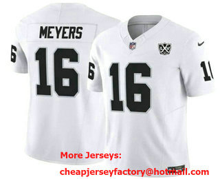 Men's Las Vegas Raiders #16 Jakobi Meyers White 2024 FUSE 65th Anniversary Patch Vapor Stitched Jersey