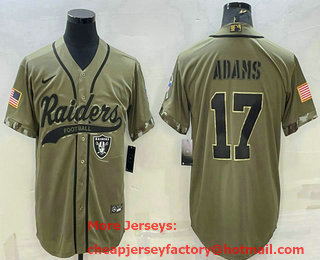Men's Las Vegas Raiders #17 Davante Adams 2022 Olive Salute to Service Cool Base Stitched Baseball Jersey
