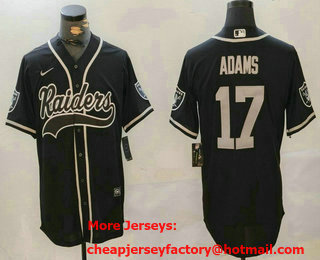 Men's Las Vegas Raiders #17 Davante Adams NEW Black Team Patch Stitched Cool Base Nike Baseball Jersey