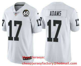 Men's Las Vegas Raiders #17 Davante Adams White With 60th Anniversary Patch Vapor Limited Stitched Jersey