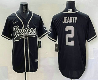 Men's Las Vegas Raiders #2 Ashton Jeanty Black Cool Base Stitched Baseball Jersey