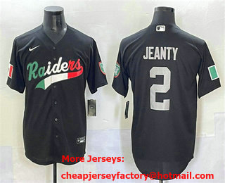 Men's Las Vegas Raiders #2 Ashton Jeanty Black Mexico Cool Base Stitched Baseball Jersey