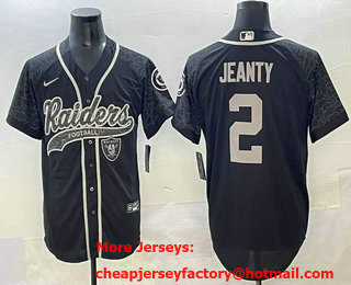 Men's Las Vegas Raiders #2 Ashton Jeanty Black Reflective Limited Stitched Football Jersey