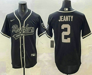 Men's Las Vegas Raiders #2 Ashton Jeanty Limited Black Fashion Baseball Jersey