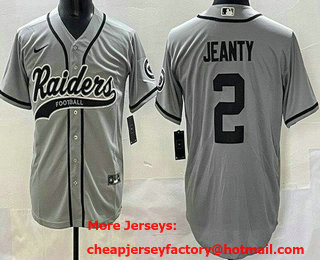 Men's Las Vegas Raiders #2 Ashton Jeanty Limited Gray Fashion Baseball Jersey