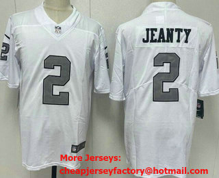 Men's Las Vegas Raiders #2 Ashton Jeanty Limited White Alternate Vapor Jersey