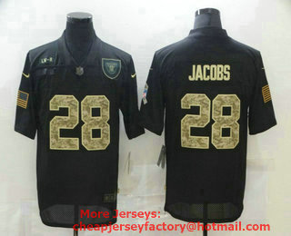 Men's Las Vegas Raiders #28 Josh Jacobs Black Camo 2020 Salute To Service Stitched NFL Nike Limited Jersey
