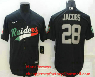 Men's Las Vegas Raiders #28 Josh Jacobs Black Mexico Stitched MLB Cool Base Nike Baseball Jersey