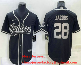 Men's Las Vegas Raiders #28 Josh Jacobs Black Stitched MLB Cool Base Nike Baseball Jersey