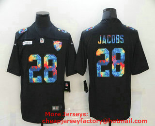 Men's Las Vegas Raiders #28 Josh Jacobs Multi-Color Black 2020 NFL Crucial Catch Vapor Untouchable Nike Limited Jersey