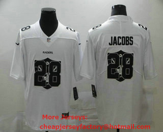 Men's Las Vegas Raiders #28 Josh Jacobs White 2020 Shadow Logo Vapor Untouchable Stitched NFL Nike Limited Jersey
