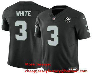 Men's Las Vegas Raiders #3 Zamir White Black 2024 FUSE 65th Anniversary Patch Vapor Stitched Jersey