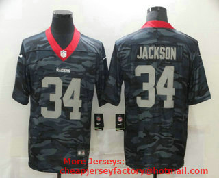 Men's Las Vegas Raiders #34 Bo Jackson 2020 Camo Limited Stitched Nike NFL Jersey