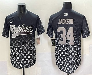 Men's Las Vegas Raiders #34 Bo Jackson Black Limited Stitched Baseball Jersey