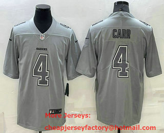 Men's Las Vegas Raiders #4 Derek Carr Grey Atmosphere Fashion 2022 Vapor Untouchable Stitched Limited Jersey