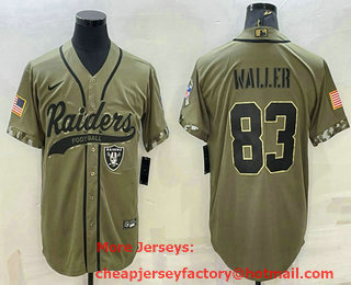 Men's Las Vegas Raiders #83 Darren Waller 2022 Olive Salute to Service Cool Base Stitched Baseball Jersey