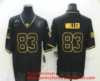 Men's Las Vegas Raiders #83 Darren Waller Black Gold 2020 Salute To Service Stitched NFL Nike Limited Jersey