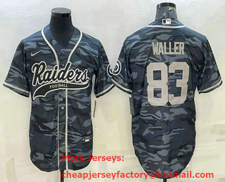 Men's Las Vegas Raiders #83 Darren Waller Grey Camo With Patch Cool Base Stitched Baseball Jersey