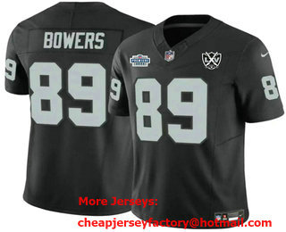 Men's Las Vegas Raiders #89 Brock Bowers Black 2024 FUSE 65th Patch Vapor Stitched Jersey