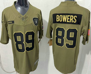 Men's Las Vegas Raiders #89 Brock Bowers Olive 2025 FUSE Salute to Service Limited Jersey