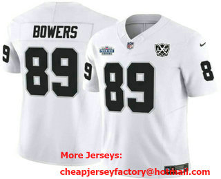 Men's Las Vegas Raiders #89 Brock Bowers White 2024 FUSE 65th Patch Vapor Stitched Jersey