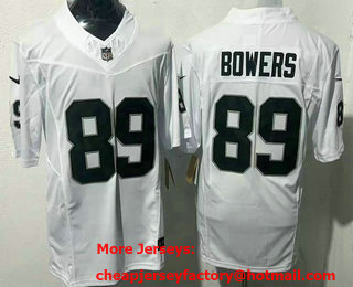 Men's Las Vegas Raiders #89 Brock Bowers White 2024 FUSE Vapor Limited Stitched Jersey