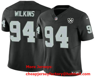 Men's Las Vegas Raiders #94 Christian Wilkins Black 2024 FUSE 65th Patch Vapor Stitched Jersey