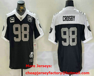 Men's Las Vegas Raiders #98 Maxx Crosby Black Thanksgiving 2024 FUSE Vapor 65th Limited Stitched Jersey