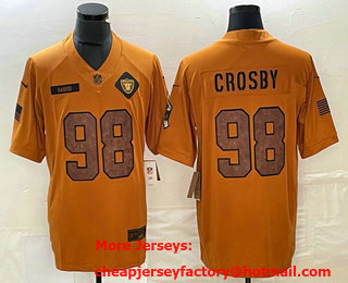 Men's Las Vegas Raiders #98 Maxx Crosby Brown 2023 Salute To Service Limited Stitched Jersey