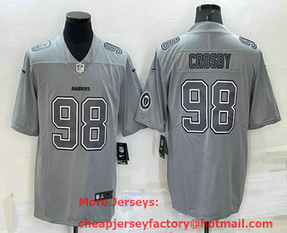 Men's Las Vegas Raiders #98 Maxx Crosby LOGO Grey Atmosphere Fashion 2022 Vapor Untouchable Stitched Limited Jersey