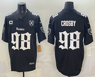 Men's Las Vegas Raiders #98 Maxx Crosby Limited 65TH Patch Limited Fashion Baseball Jersey