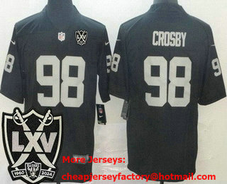 Men's Las Vegas Raiders #98 Maxx Crosby Limited Black 65th Season Vapor Jersey